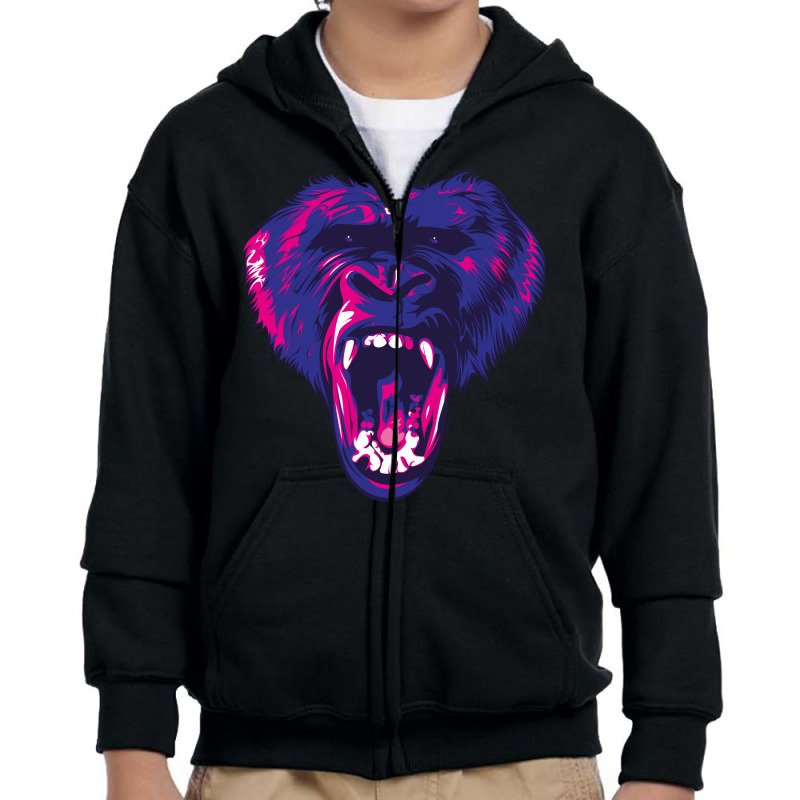 Angry Gorilla Vector Art Youth Zipper Hoodie by TaufanHeri | Artistshot