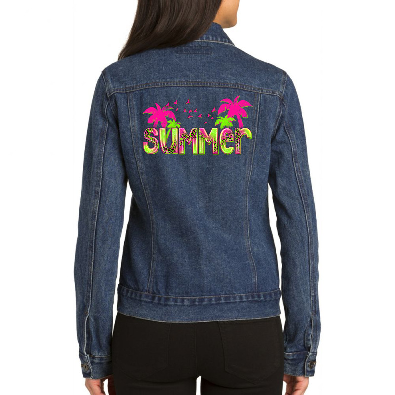 Neon Summer Enod Ladies Denim Jacket by enoddigitalart@gmail.com | Artistshot