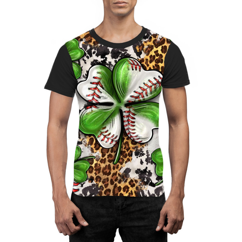 Baseball St. Patrick's Day Clovers With Leopard Tu Graphic T-shirt by enoddigitalart@gmail.com | Artistshot