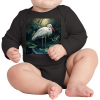 White Stork Standing Long Sleeve Baby Bodysuit | Artistshot