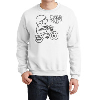 Line Art Of Cute Boy Motorcycle Rider Cartoon Crewneck Sweatshirt | Artistshot