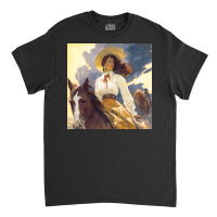 Young Girl A White Dress Riding A Horse Classic T-shirt | Artistshot