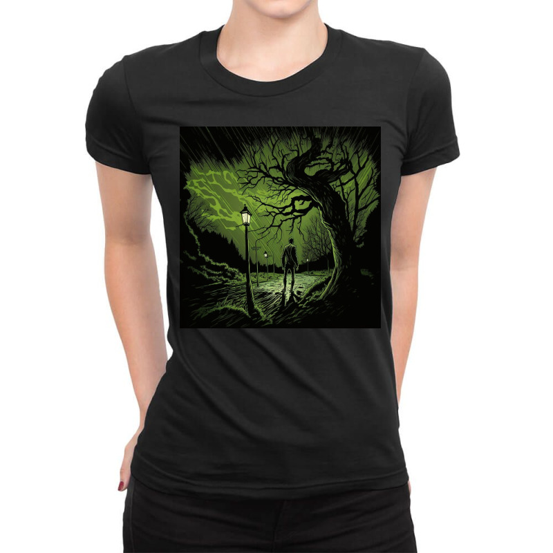 People Silhouette In The Misty Forest Ladies Fitted T-Shirt by Kailooma | Artistshot