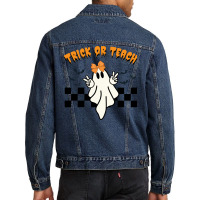 Ghost Trick Or Teach Halloween Men Denim Jacket | Artistshot