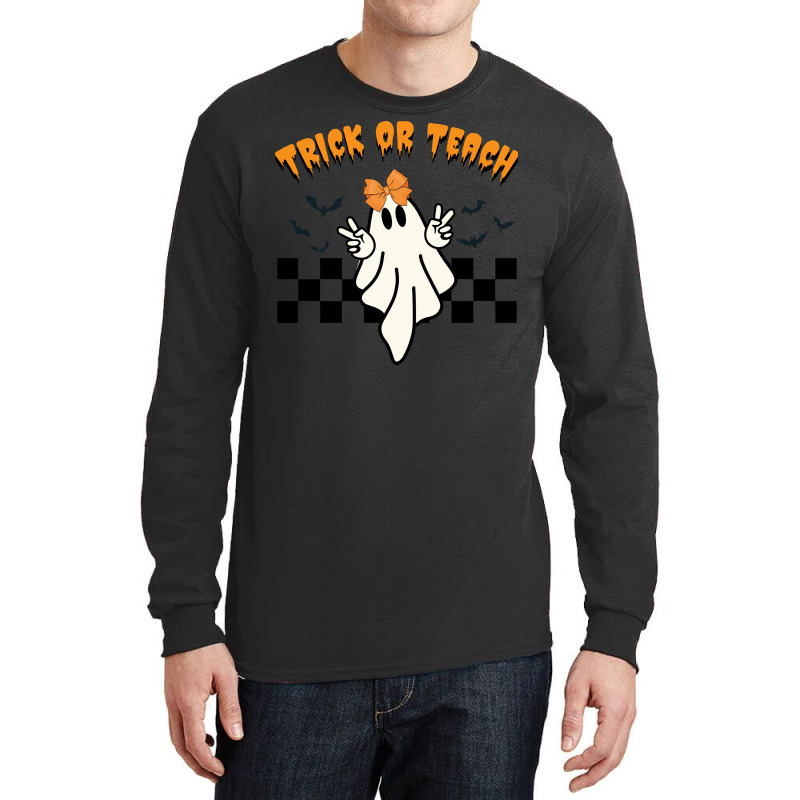 Ghost Trick Or Teach Halloween Long Sleeve Shirts | Artistshot