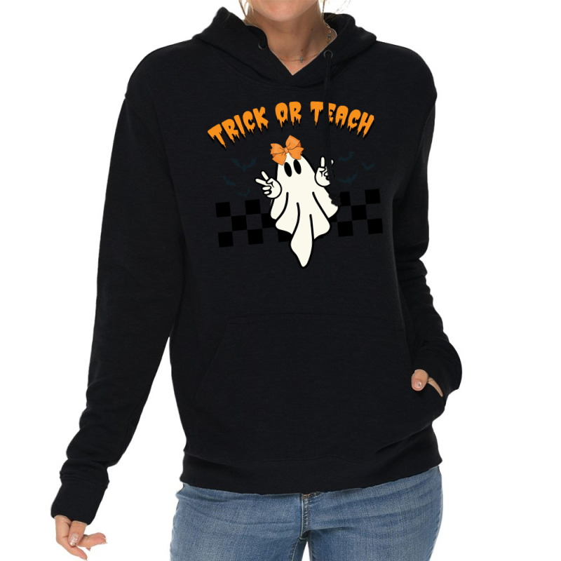 Ghost Trick Or Teach Halloween Lightweight Hoodie | Artistshot