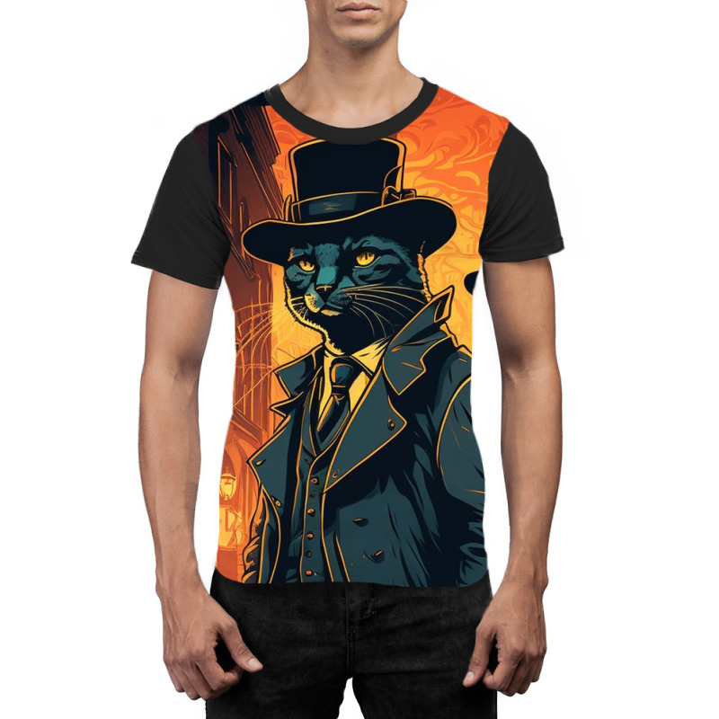 Mafia Kitty Wearing Hats Graphic T-shirt by Kailooma | Artistshot