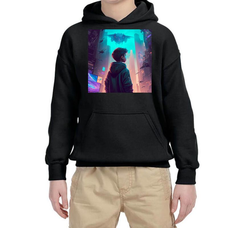 Young Boy Looking At Sky Youth Hoodie by Haven Treasures | Artistshot