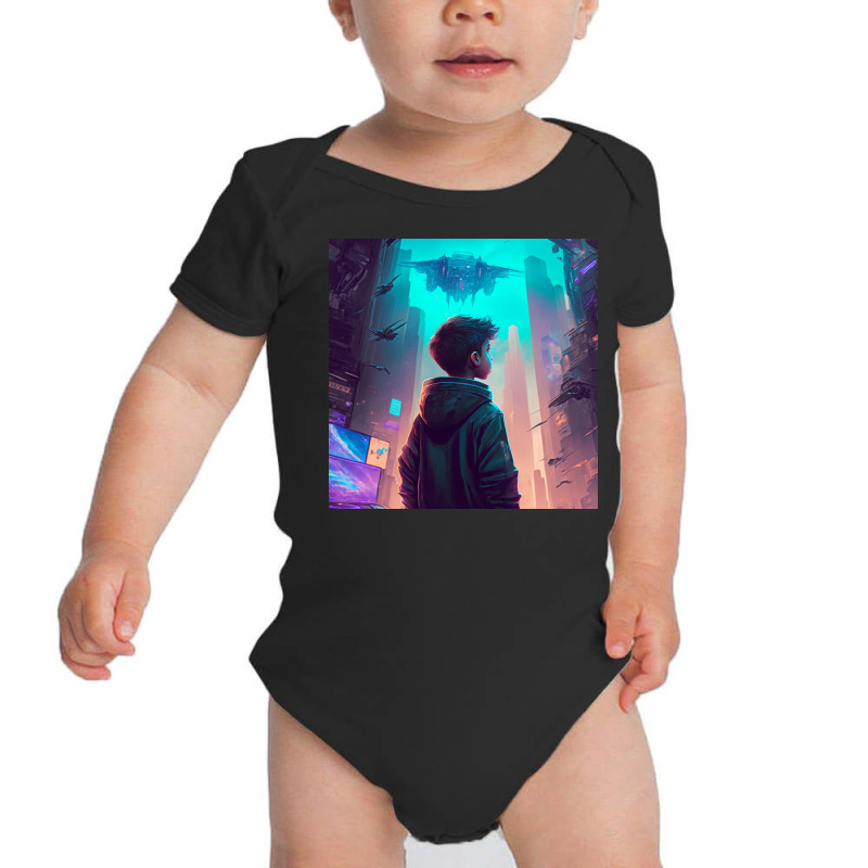 Young Boy Looking At Sky Baby Bodysuit by Haven Treasures | Artistshot