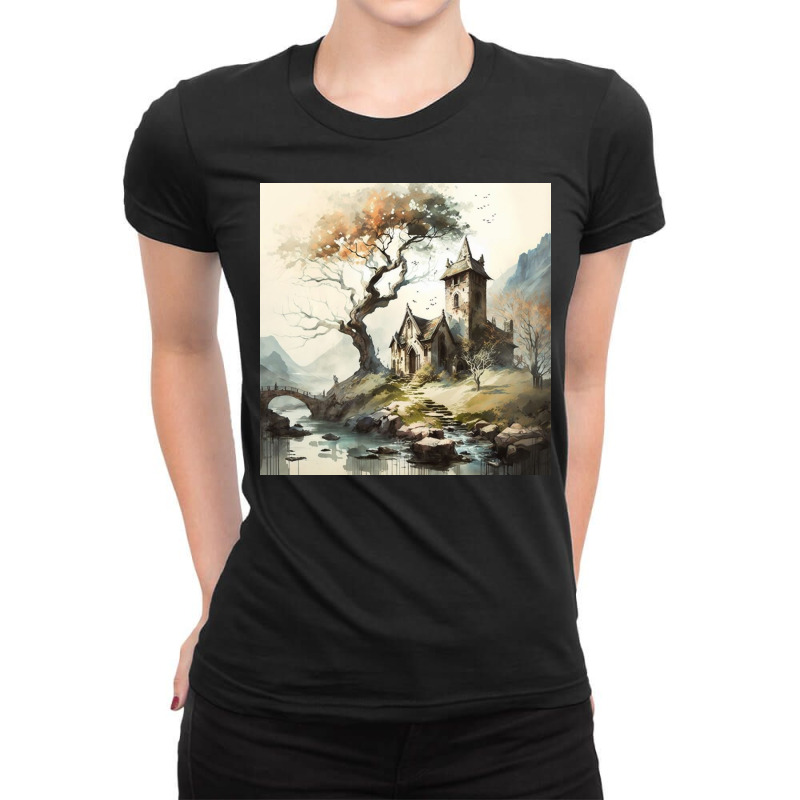 Classic House By The River Ladies Fitted T-Shirt by TheDol | Artistshot