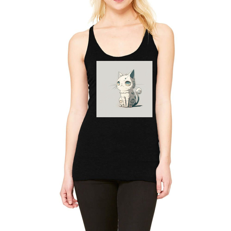 Angry White Cat Statue Racerback Tank by TheDol | Artistshot