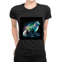 White Fox Standing On Rock Ladies Fitted T-shirt | Artistshot