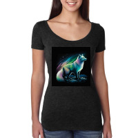 White Fox Standing On Rock Women's Triblend Scoop T-shirt | Artistshot