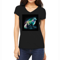 White Fox Standing On Rock Women's V-neck T-shirt | Artistshot