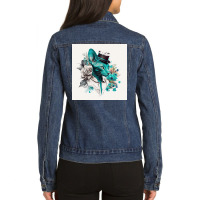 Kitty Have Green Colored Eyes Ladies Denim Jacket | Artistshot