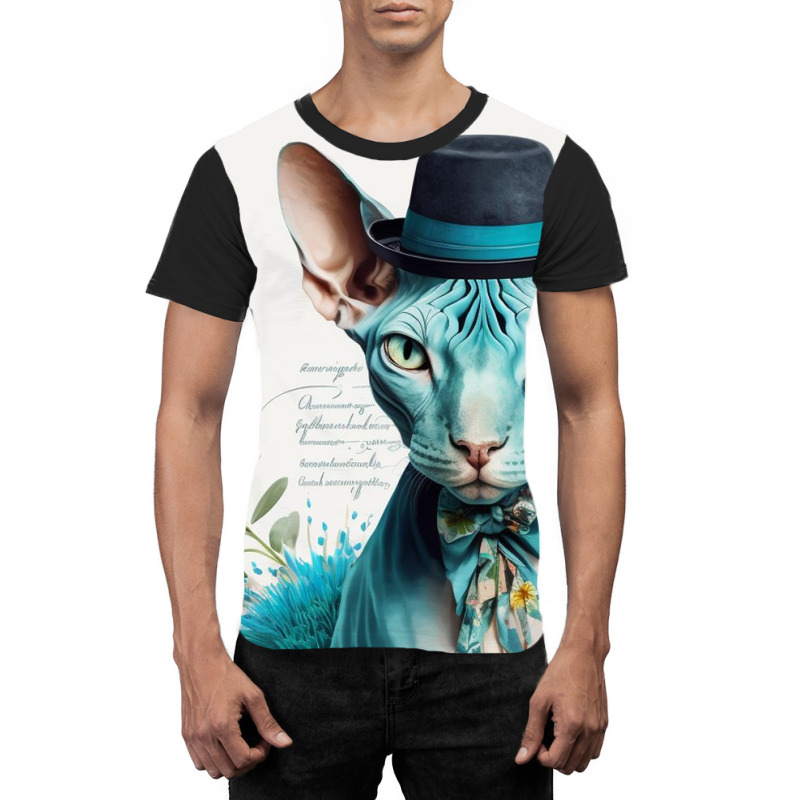 Cute Cat Wearing Tie And Hat Graphic T-shirt by TheDol | Artistshot