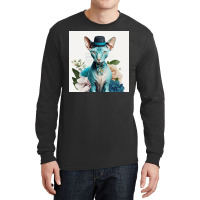 Cute Cat Wearing Tie And Hat Long Sleeve Shirts | Artistshot