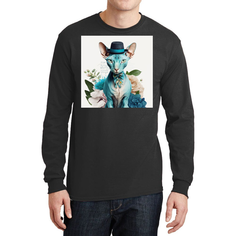 Cute Cat Wearing Tie And Hat Long Sleeve Shirts by TheDol | Artistshot