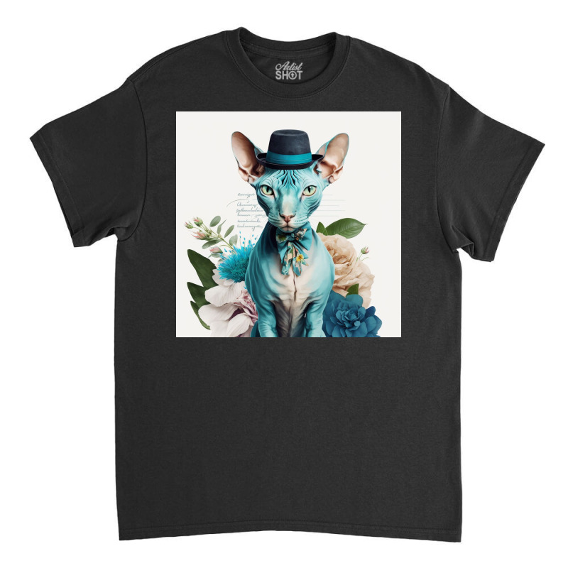 Cute Cat Wearing Tie And Hat Classic T-shirt by TheDol | Artistshot