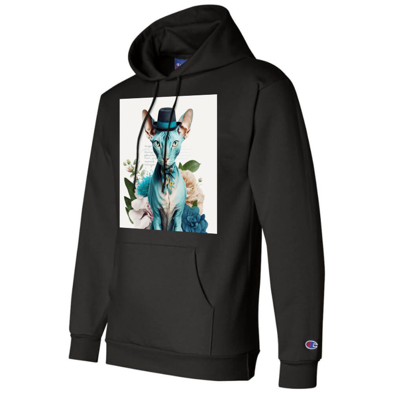 Cute Cat Wearing Tie And Hat Champion Hoodie by TheDol | Artistshot