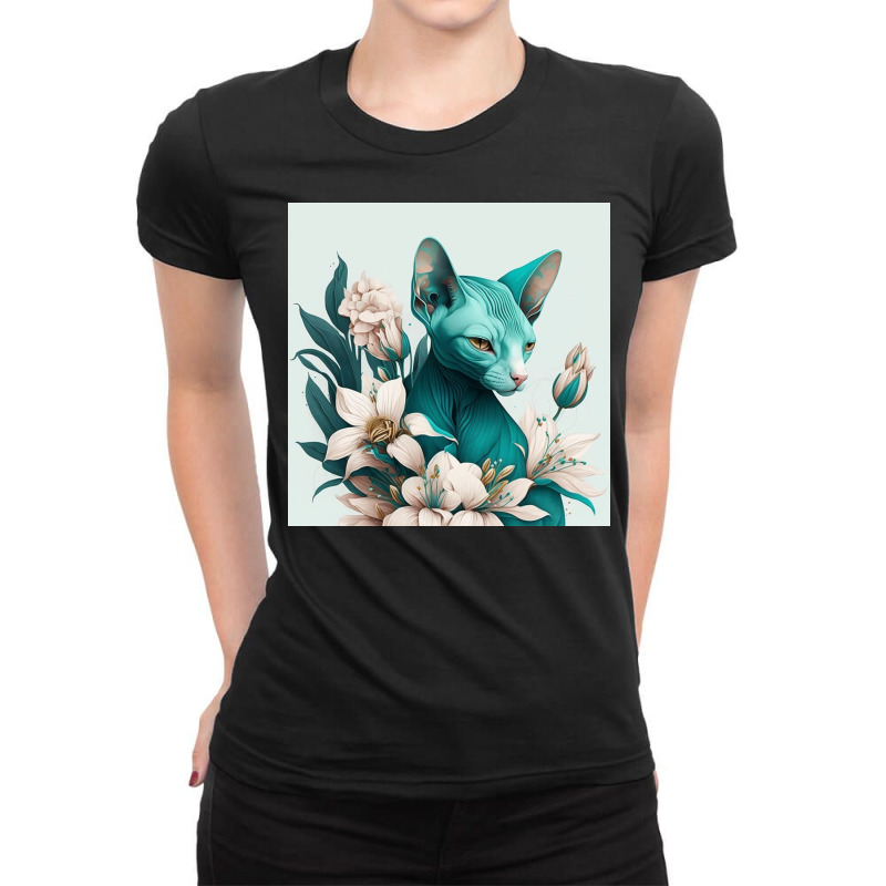 Blue Cat Have Various Poses Ladies Fitted T-Shirt by TheDol | Artistshot