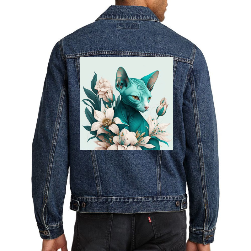 Blue Cat Have Various Poses Men Denim Jacket by TheDol | Artistshot