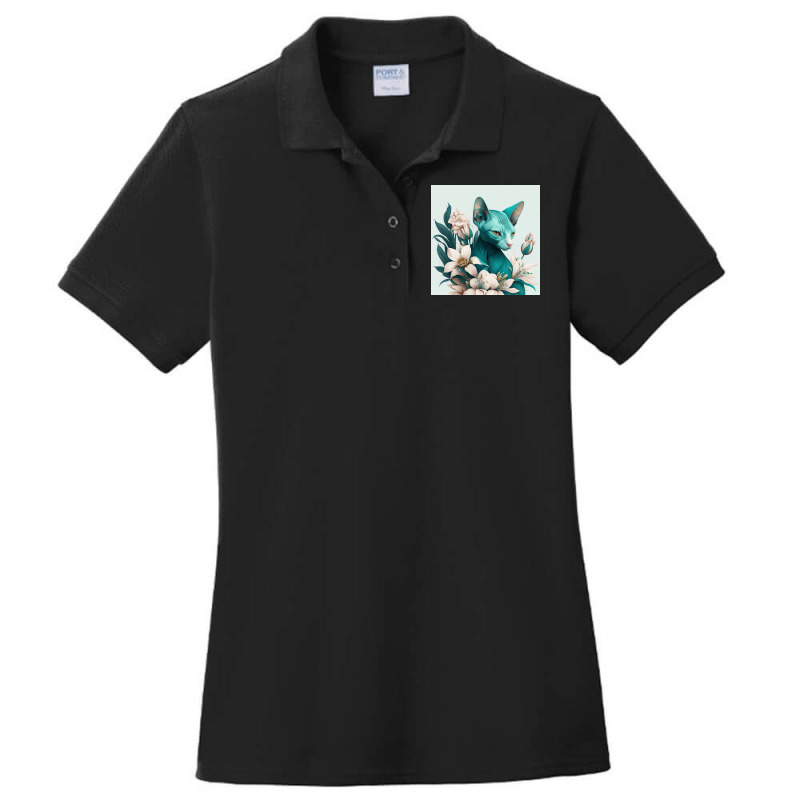 Blue Cat Have Various Poses Ladies Polo Shirt by TheDol | Artistshot