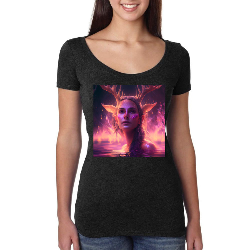 Beautiful Creature That Is Half Deer Women's Triblend Scoop T-shirt by TheDol | Artistshot