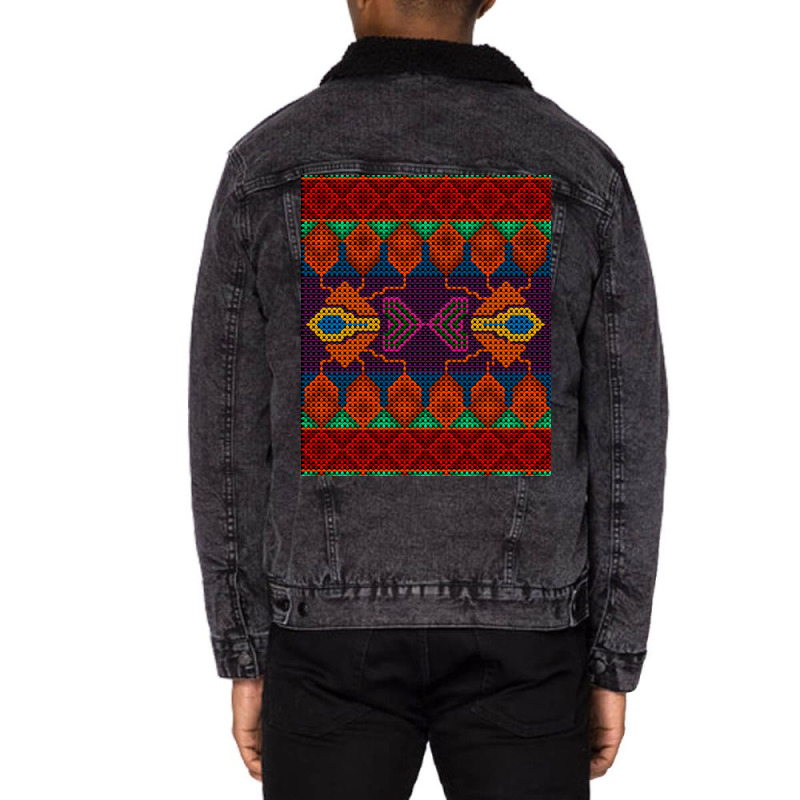 Ai. Abstract Seamless Pattern Stylized As Artific Unisex Sherpa-lined Denim Jacket | Artistshot