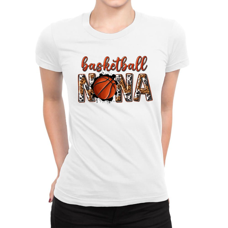 Basketball Nana With Leopard Ladies Fitted T-Shirt by enoddigitalart@gmail.com | Artistshot