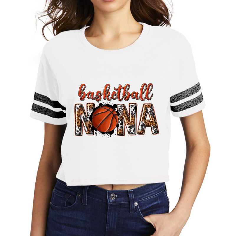 Basketball Nana With Leopard Scorecard Crop Tee by enoddigitalart@gmail.com | Artistshot