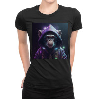 Angry Monkey Wearing Hoodie Ladies Fitted T-shirt | Artistshot