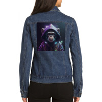 Angry Monkey Wearing Hoodie Ladies Denim Jacket | Artistshot