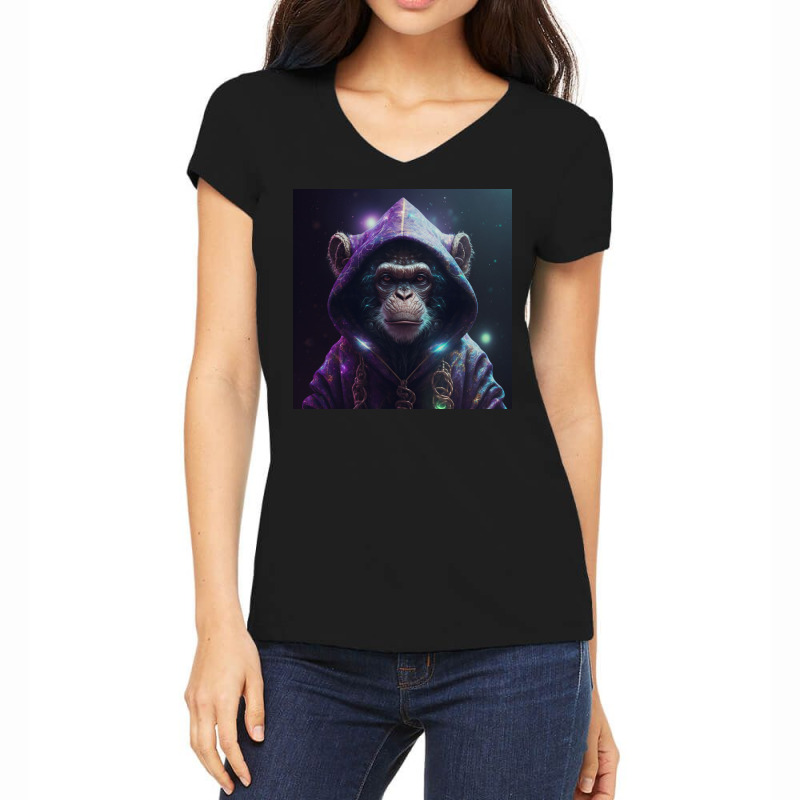 Angry Monkey Wearing Hoodie Women's V-Neck T-Shirt by Creative Corner | Artistshot