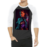 Woman In A Black Paint And Body Glowing 3/4 Sleeve Shirt | Artistshot