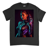 Woman In A Black Paint And Body Glowing Classic T-shirt | Artistshot