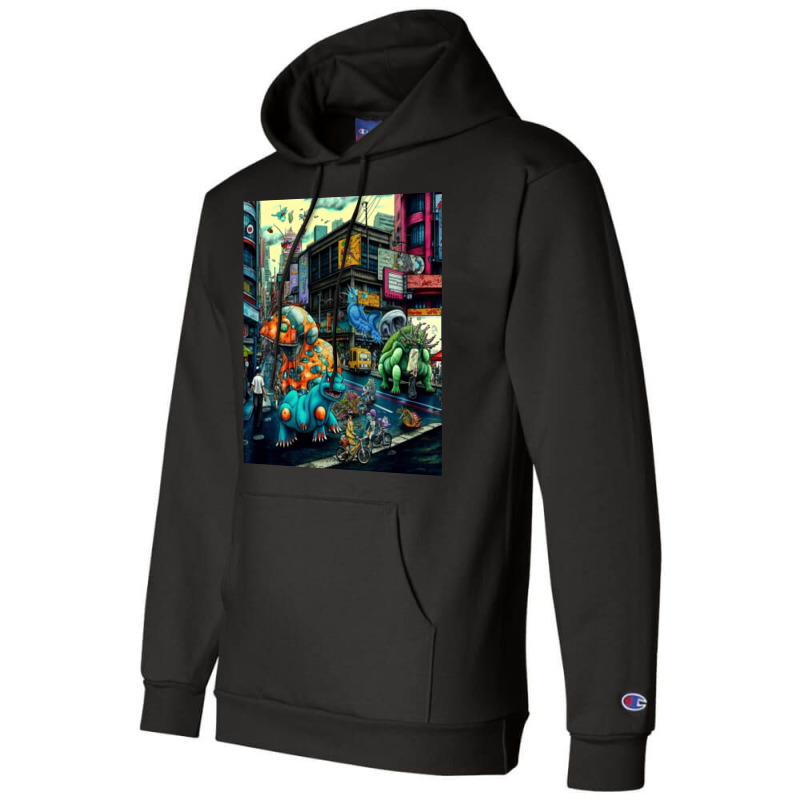 Cats Running In The City Champion Hoodie by TheDol | Artistshot