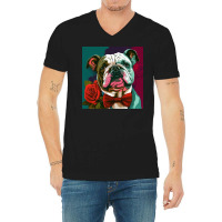 Cute Smiling Dog Wear A Bow Tie V-neck Tee | Artistshot