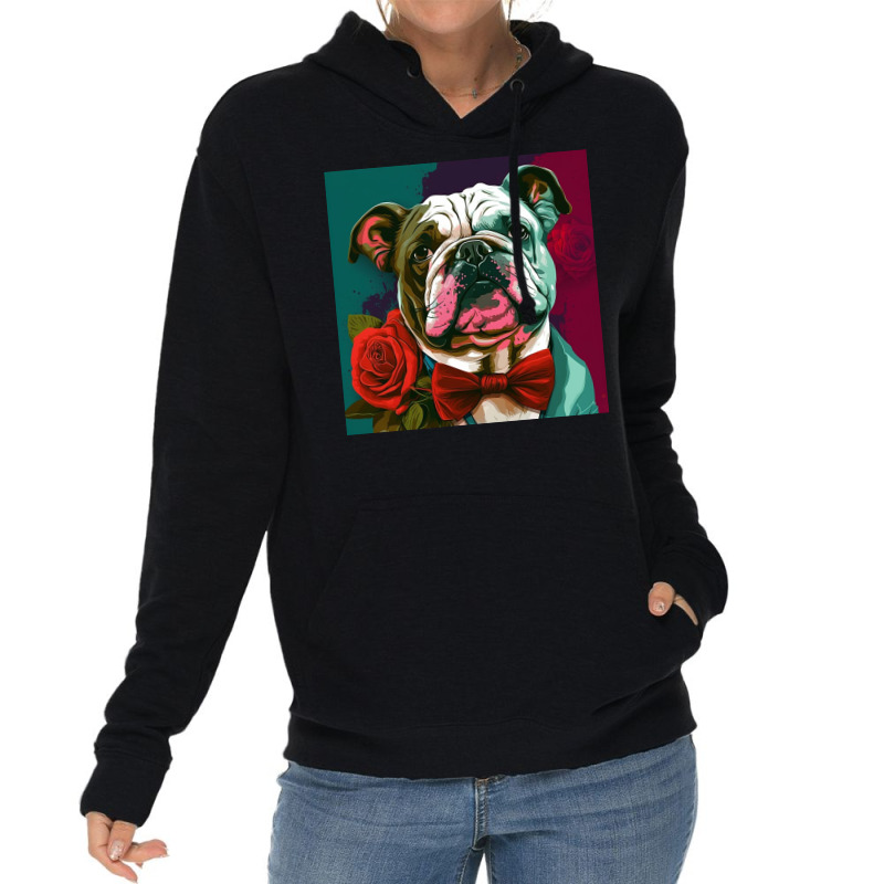 Cute Smiling Dog Wear A Bow Tie Lightweight Hoodie by TheDol | Artistshot