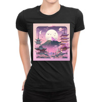 Pink Temple At The Snowy Mountain Ladies Fitted T-shirt | Artistshot