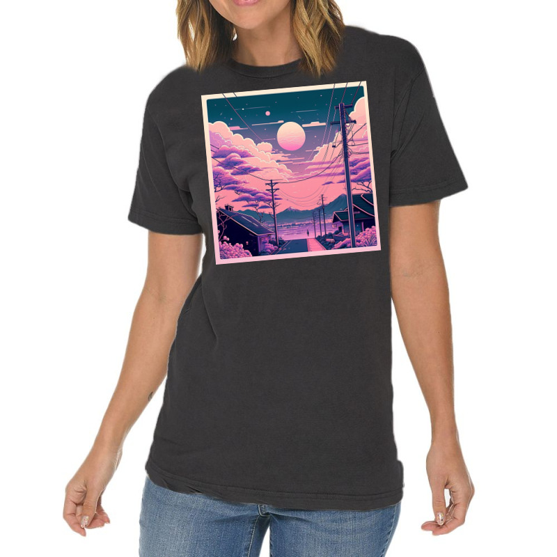 Aesthetic View On Sunset Sky Vintage T-Shirt by Haven Treasures | Artistshot