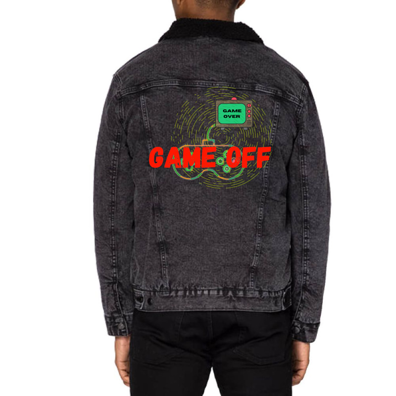 Game Off/game Over Illustration Unisex Sherpa-Lined Denim Jacket by ellyas | Artistshot