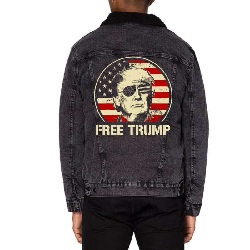 Free Donald Trump Trump 2024 To Save America Unisex Sherpa-lined Denim Jacket | Artistshot