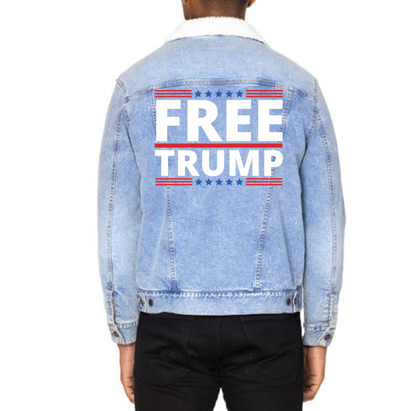 Free Trump Free Donald Trump Republican Support Unisex Sherpa-lined Denim Jacket | Artistshot