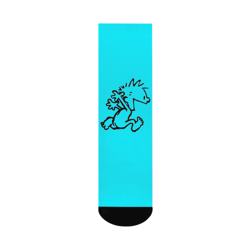 Calvin & Hobbes Comic Running Naked Crew Socks | Artistshot