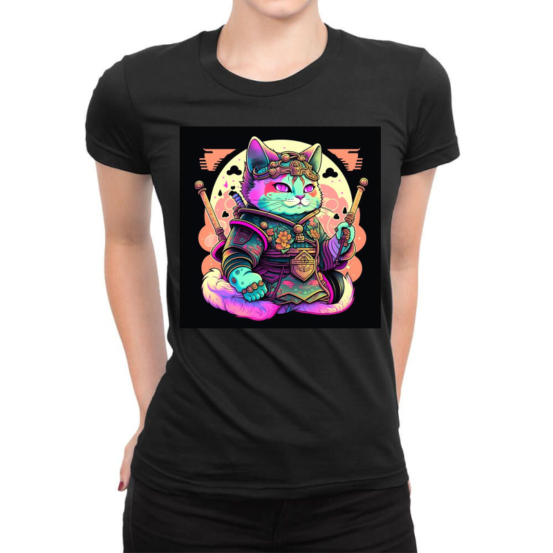 Cute Kitty Colorful Costume Ladies Fitted T-Shirt by Kailooma | Artistshot