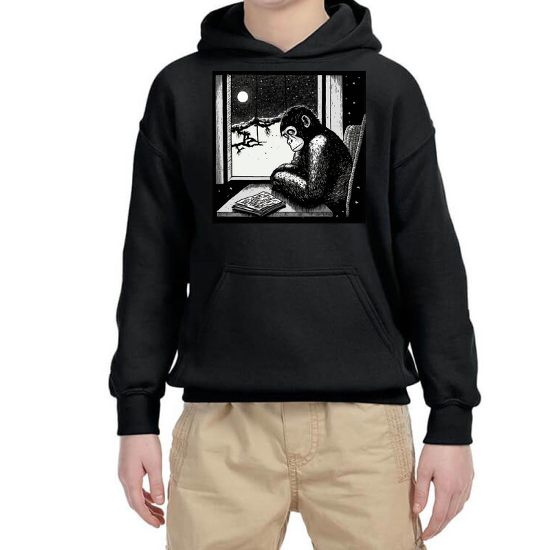 Black And White Gorilla Sitting Sleep Youth Hoodie by Kailooma | Artistshot