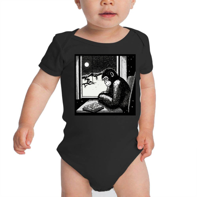 Black And White Gorilla Sitting Sleep Baby Bodysuit by Kailooma | Artistshot