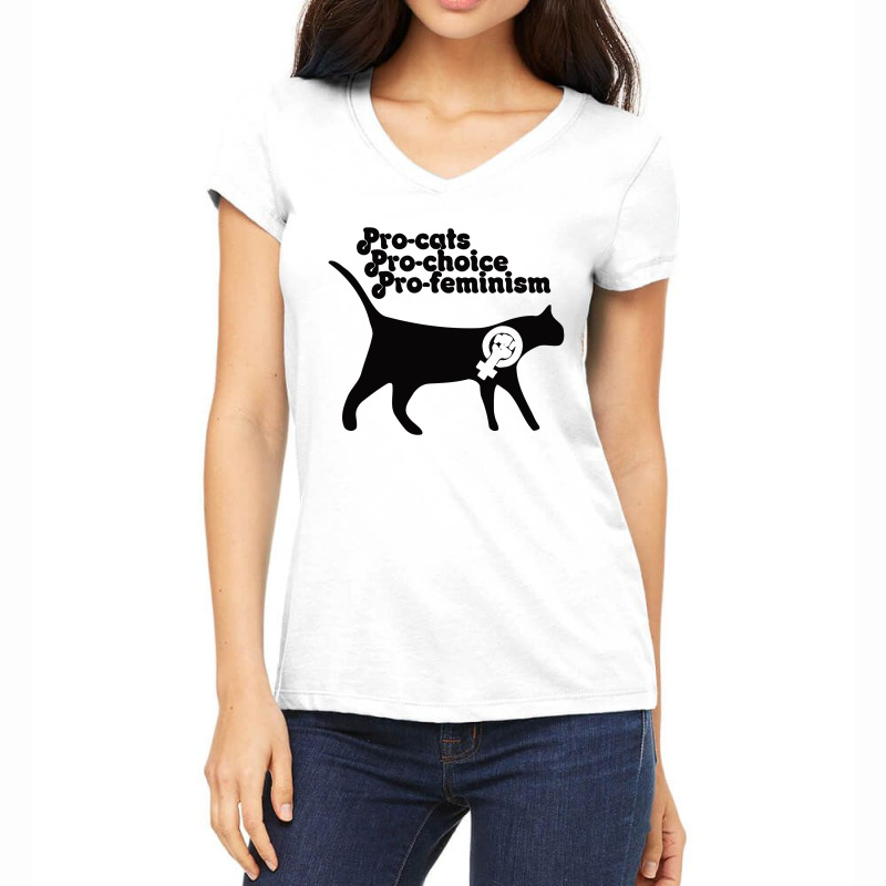 Pro Cats Pro Choice Pro Feminism Women's V-Neck T-Shirt by desyosari | Artistshot