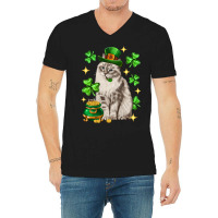 St. Patrick's Day Siberian Cat V-neck Tee | Artistshot